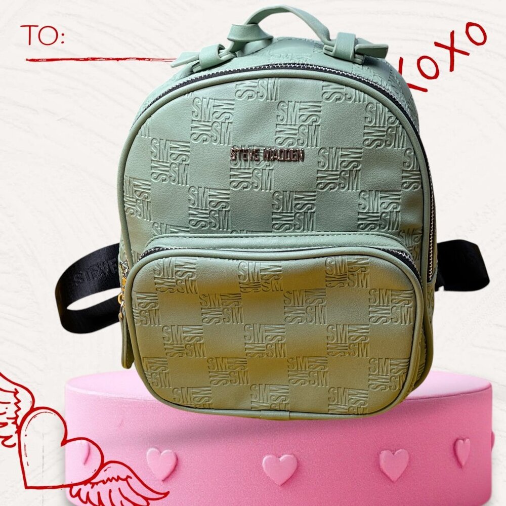 Steve Madden Embossed Mint Green Mini Backpack With Tassel